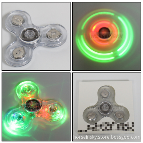 New Crystal LED Hand Fidget Clear Flash Light Finger Tri Spinner For Autism ADHD Relief Focus Anxiety Stress
